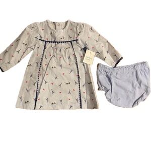 Crown & Ivy Baby Girl Paris Print Dress + Diaper Cover